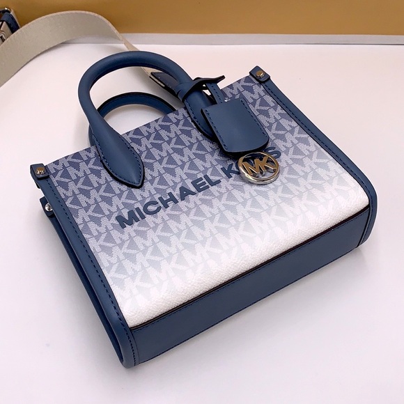 Michael Kors Mirella Extra-Small Ombré Logo Crossbody XBODY ShopperBag Denim NWT - Picture 13 of 16